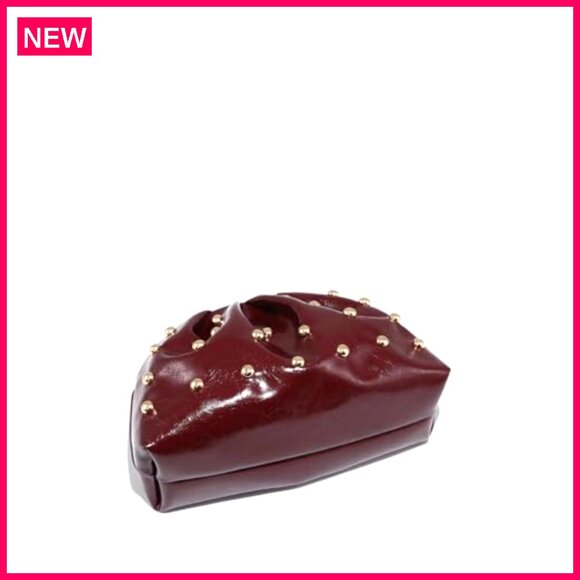 PU Leather Studded Clutch Bag with Magnet Closure for Evening Events